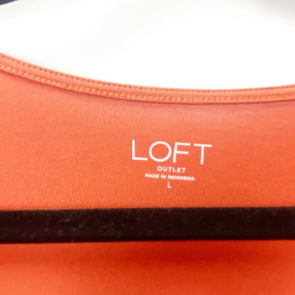 2/$30 LOFT Large Womens Orange Short Sleeve Surplice V-Neck Wrap Blouse Top - Picture 6 of 10